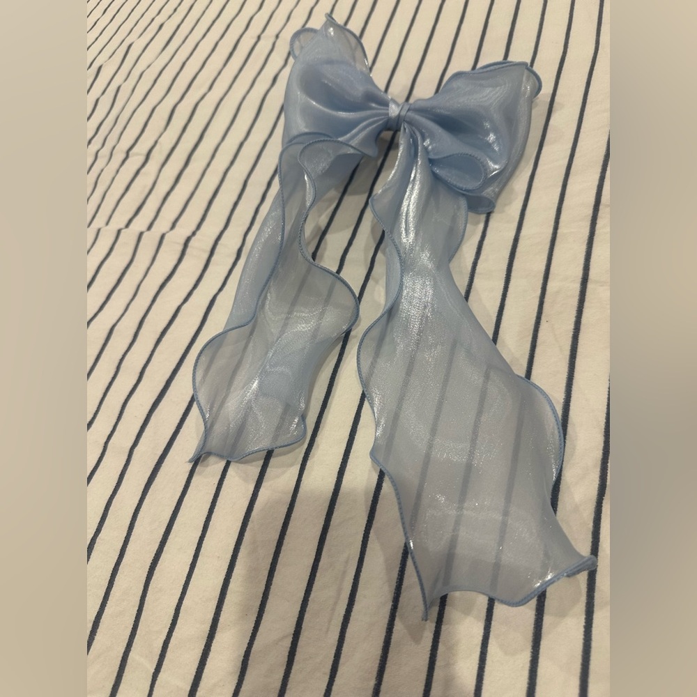 Sheer Light Blue Ribbon Hair Bow
